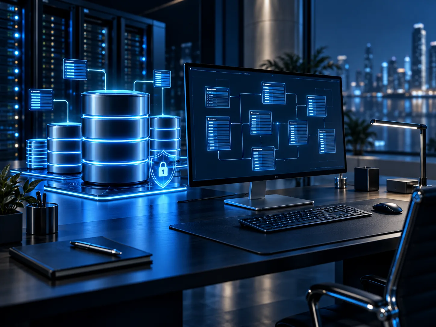 Secure connected databases beside a modern development workstation