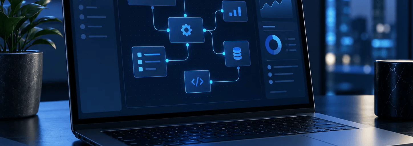 Bespoke software workflow displayed on a modern laptop